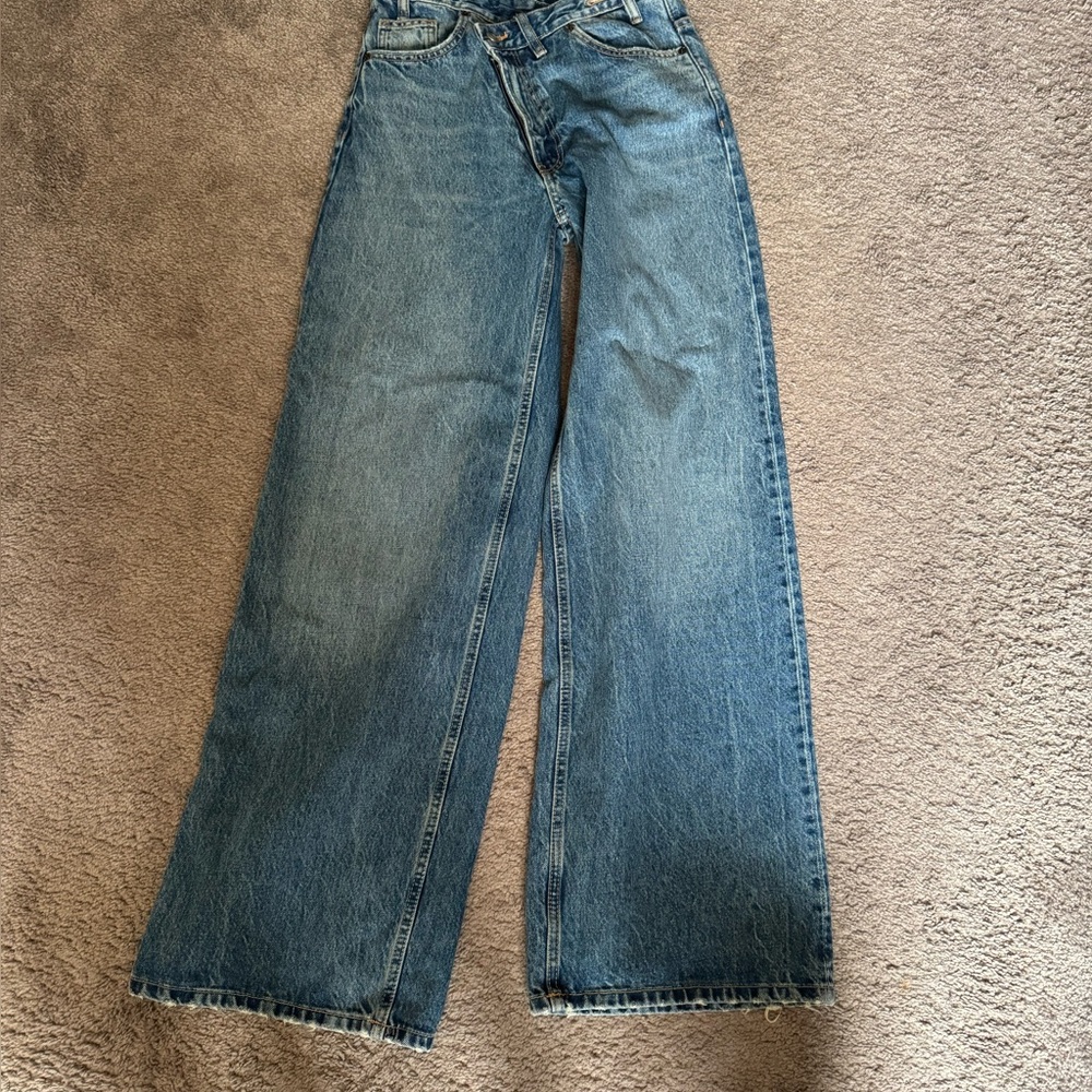 Zara Blue Flare Wide Leg Women's Jeans